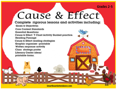 Cause and Effect Complete Smartboard Lesson for the Core Content Standards